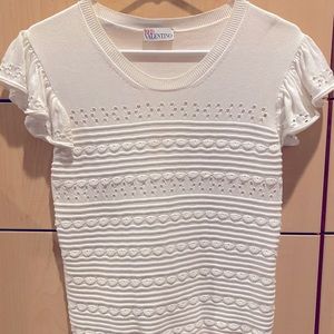 RED Valentino Knit Top, white with short sleeves.